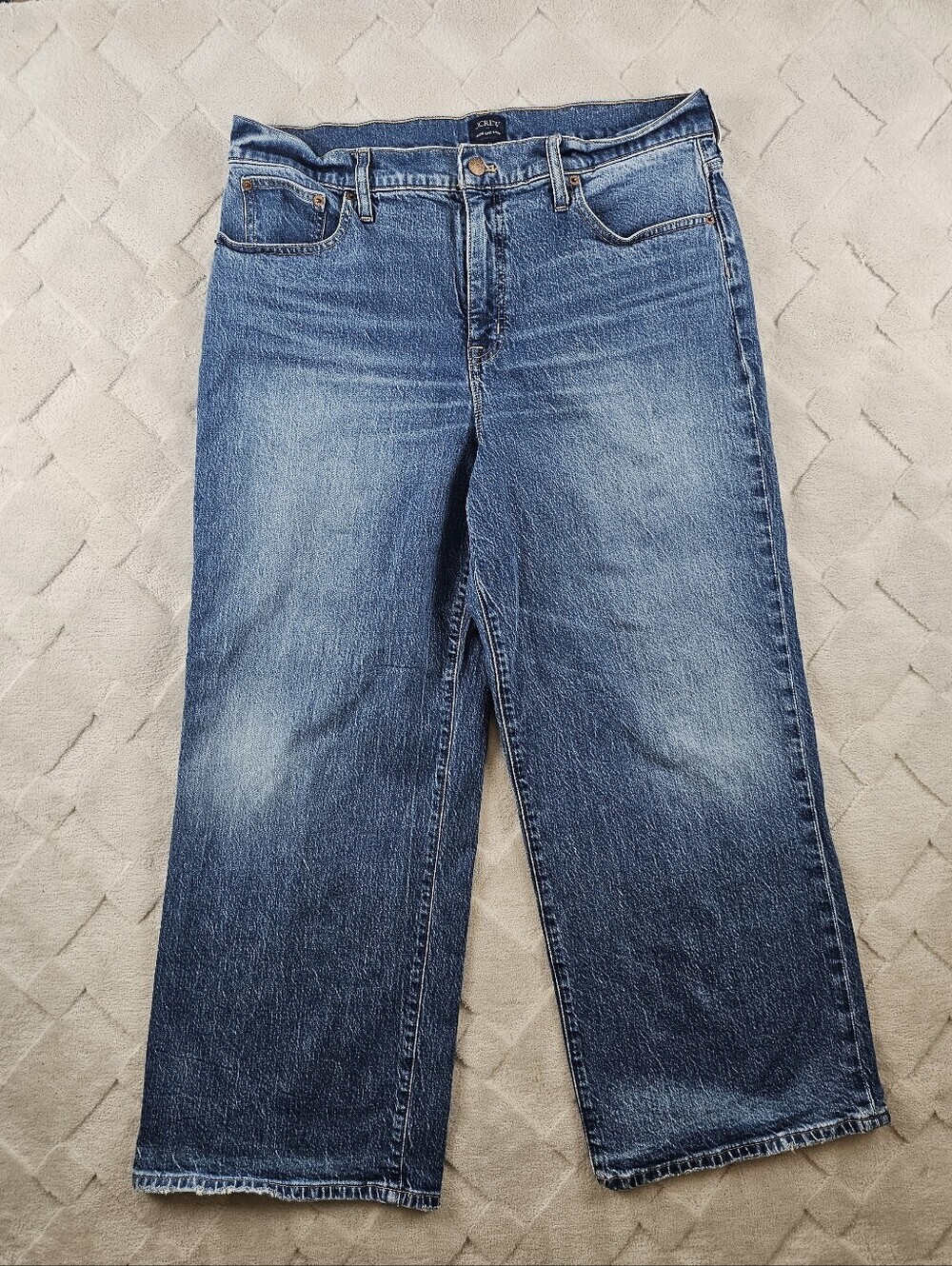 J.Crew Wide Leg Cropped Jean Womens 32 in all-day stretch Blue Denim